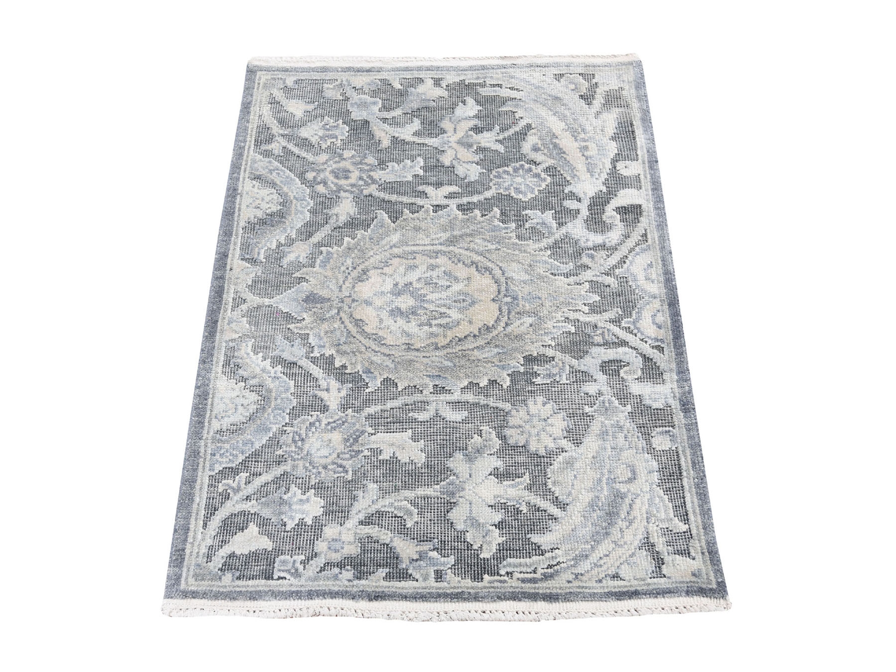 2'X2'9" Hand Knotted Modern Silk With Oxidized Wool Oriental Rug moad68dc